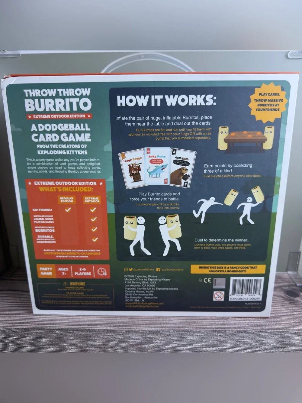 Throw Throw Burrito Extreme Outdoor Edition Game Complete Opened